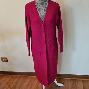 NWOT a new day Pink Cardigan Sweater V-neck Long Length.Size S but Can Fit M